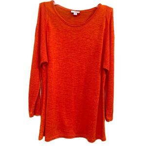 J. JILL Linen Blend Tunic Top Scoop Neck 3/4 Sleeve Women's Orange M.
